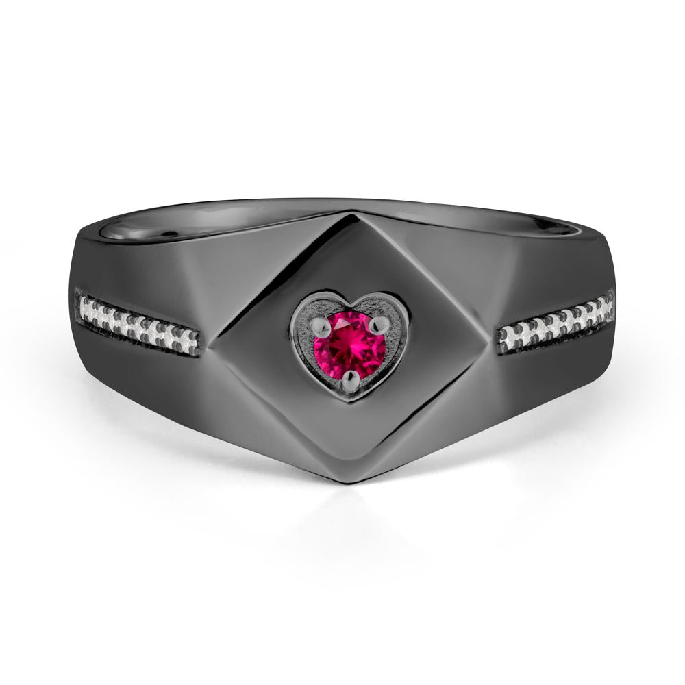 Wide Band Ruby Ring with Pav茅 Accents - LUO Jewelry #metal_black finish sterling silver