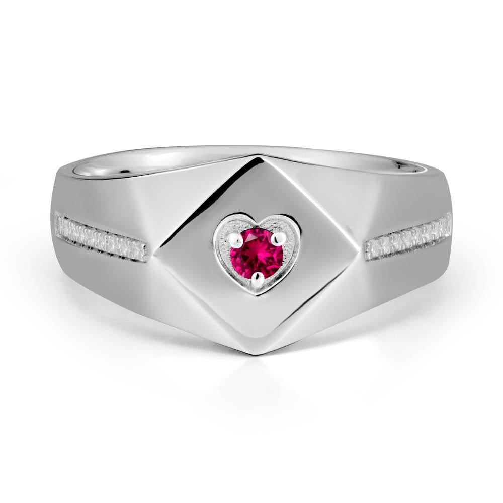 Wide Band Ruby Ring with Pav茅 Accents - LUO Jewelry #metal_sterling silver