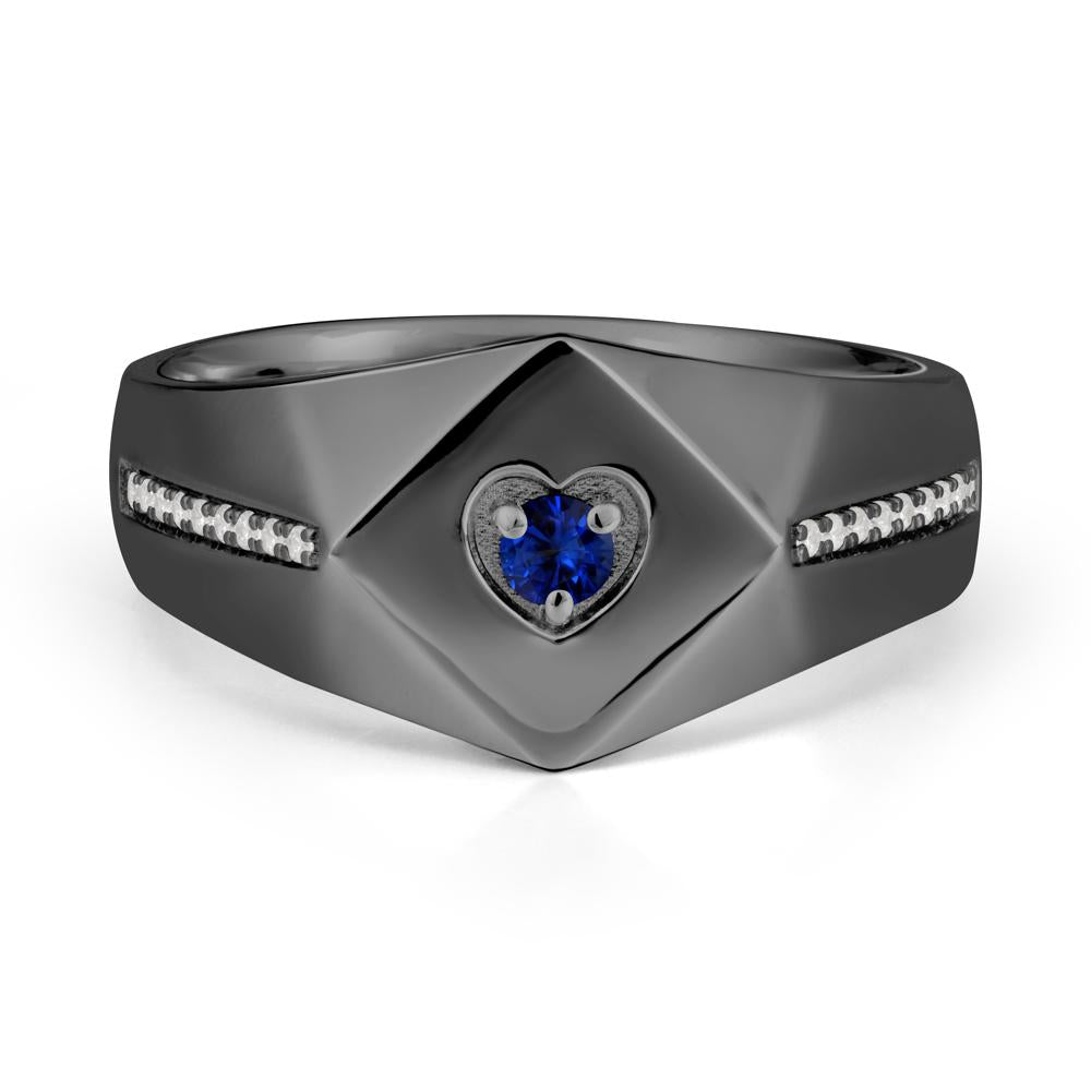Minimalist Men Sapphire Ring - LUO Jewelry #metal_black finish sterling silver