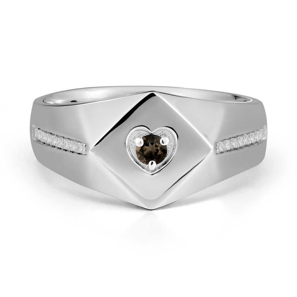 Wide Band Smoky Quartz Ring with Pav茅 Accents - LUO Jewelry #metal_14k white gold