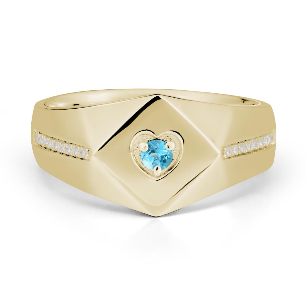 Minimalist Men Swiss Blue Topaz Ring - LUO Jewelry #metal_14k yellow gold