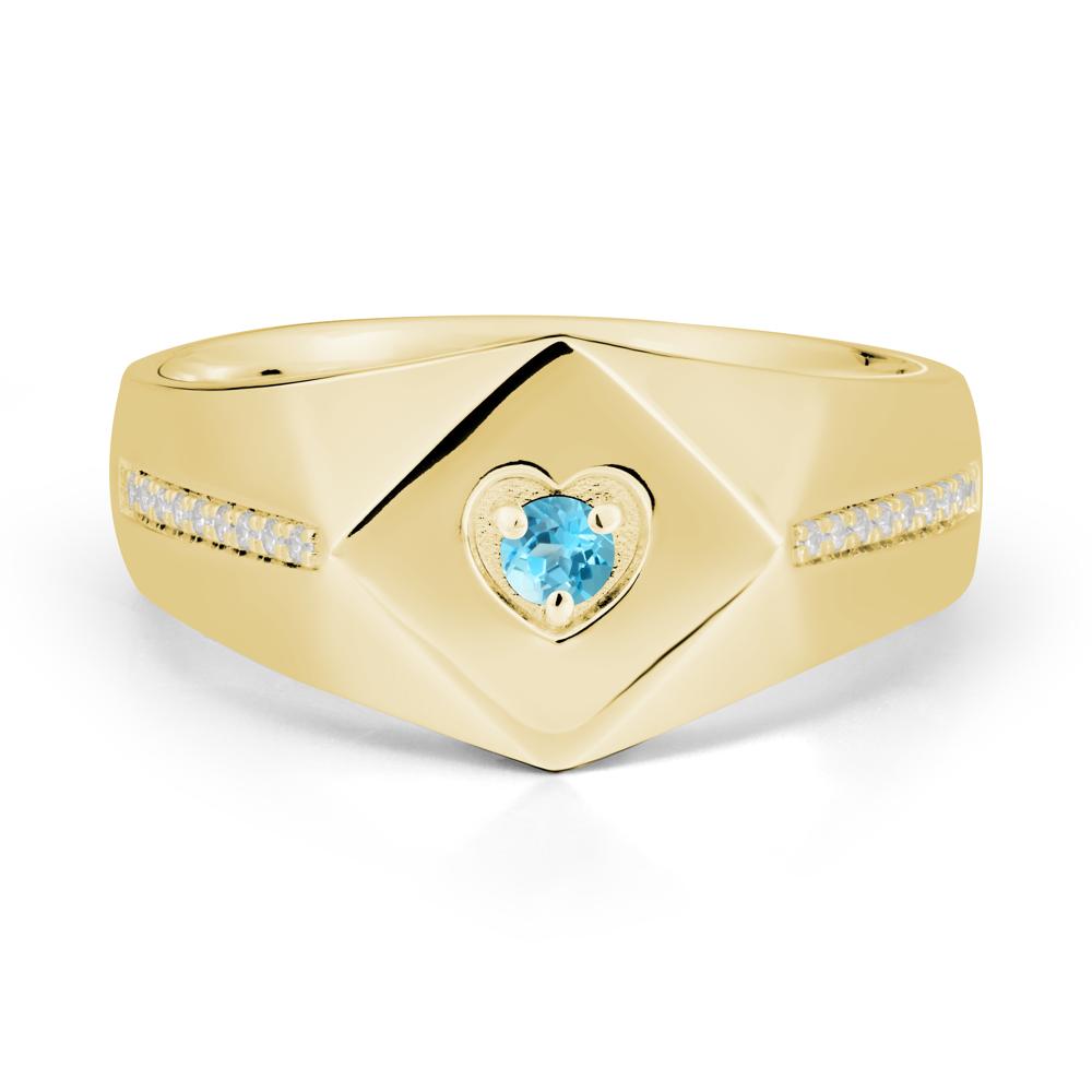 Minimalist Men Swiss Blue Topaz Ring - LUO Jewelry #metal_18k yellow gold