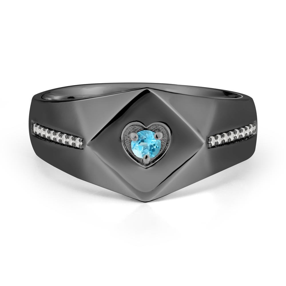 Minimalist Men Swiss Blue Topaz Ring - LUO Jewelry #metal_black finish sterling silver