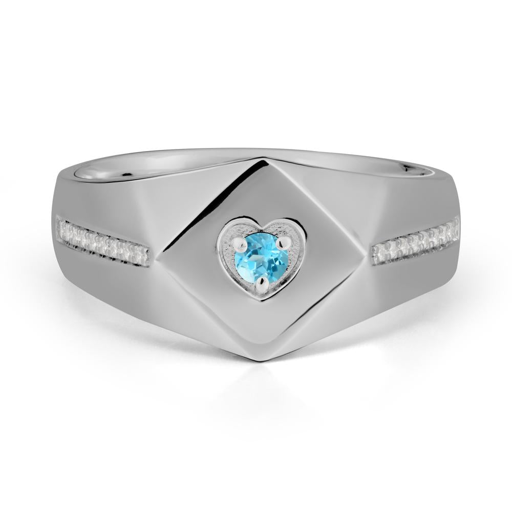 Minimalist Men Swiss Blue Topaz Ring - LUO Jewelry #metal_platinum