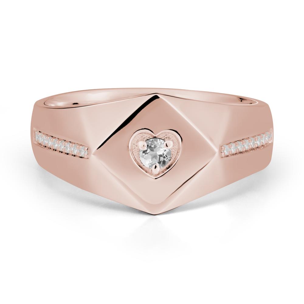 Minimalist Men White Topaz Ring - LUO Jewelry #metal_14k rose gold