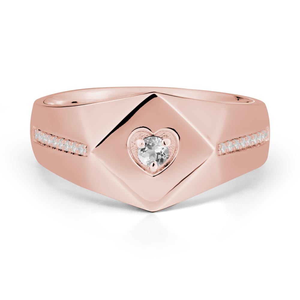 Minimalist Men White Topaz Ring - LUO Jewelry #metal_18k rose gold