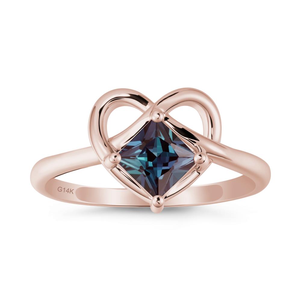 Delicate Square Alexandrite Ring with Heart Loop - LUO Jewelry #metal_14k rose gold