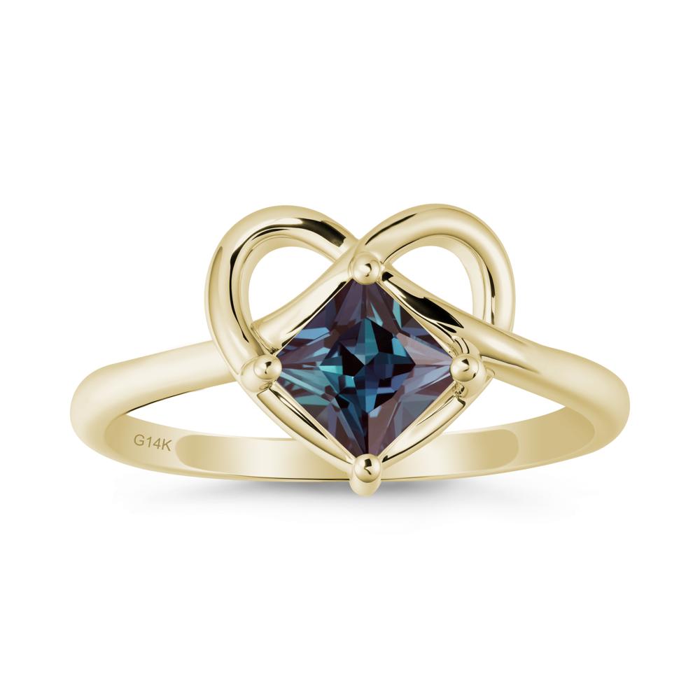 Delicate Square Alexandrite Ring with Heart Loop - LUO Jewelry #metal_14k yellow gold