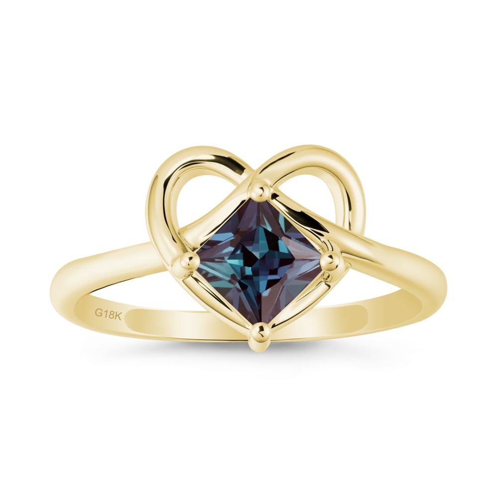 Delicate Square Alexandrite Ring with Heart Loop - LUO Jewelry #metal_18k yellow gold