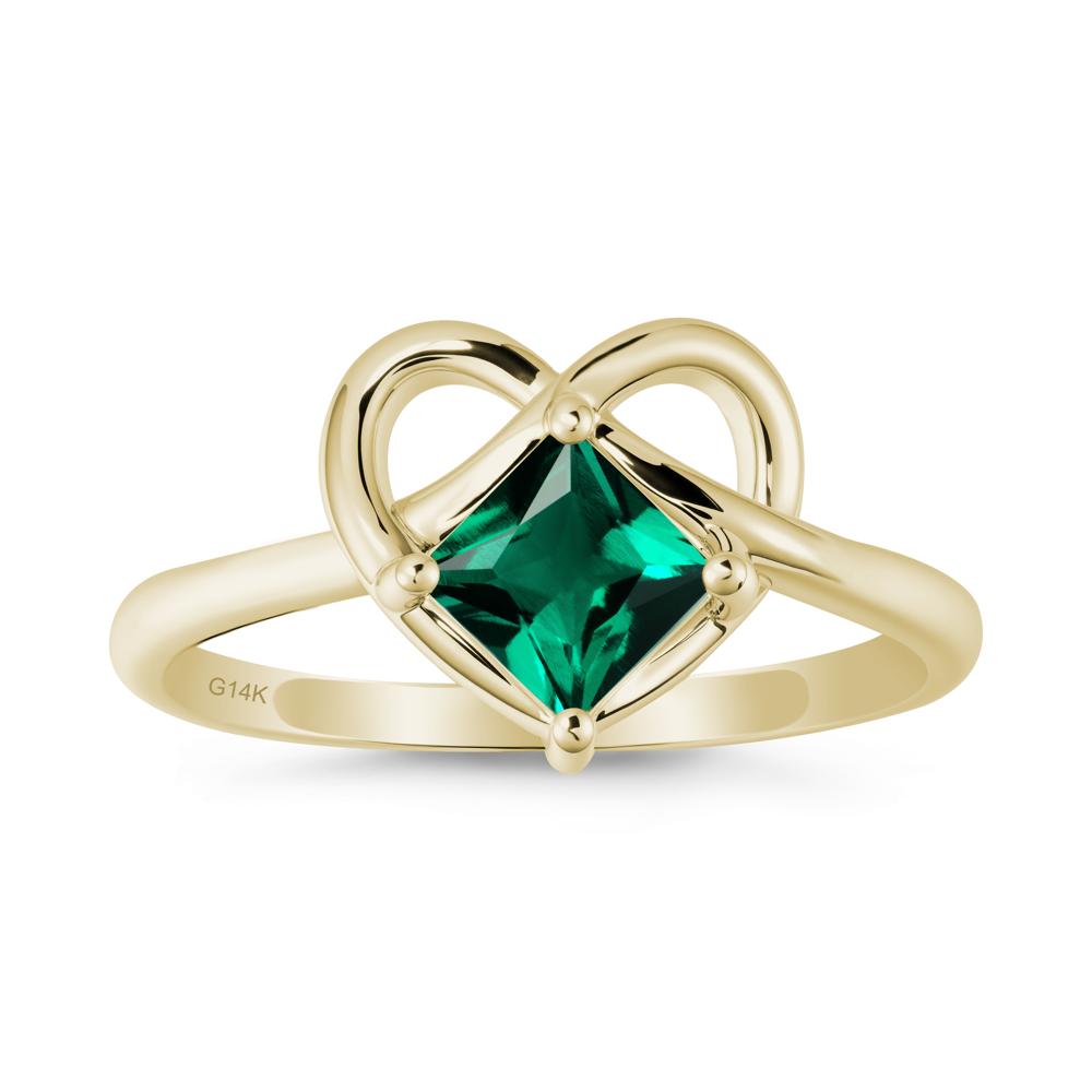Delicate Square Emerald Ring with Heart Loop - LUO Jewelry #metal_14k yellow gold