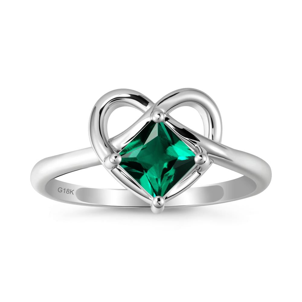 Delicate Square Emerald Ring with Heart Loop - LUO Jewelry #metal_18k white gold