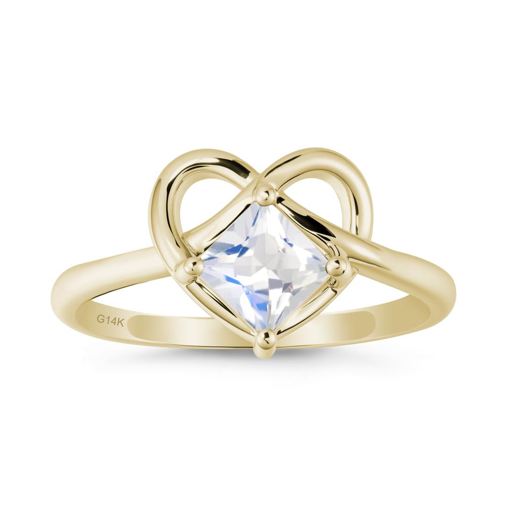 Delicate Square Moonstone Ring with Heart Loop - LUO Jewelry #metal_14k yellow gold