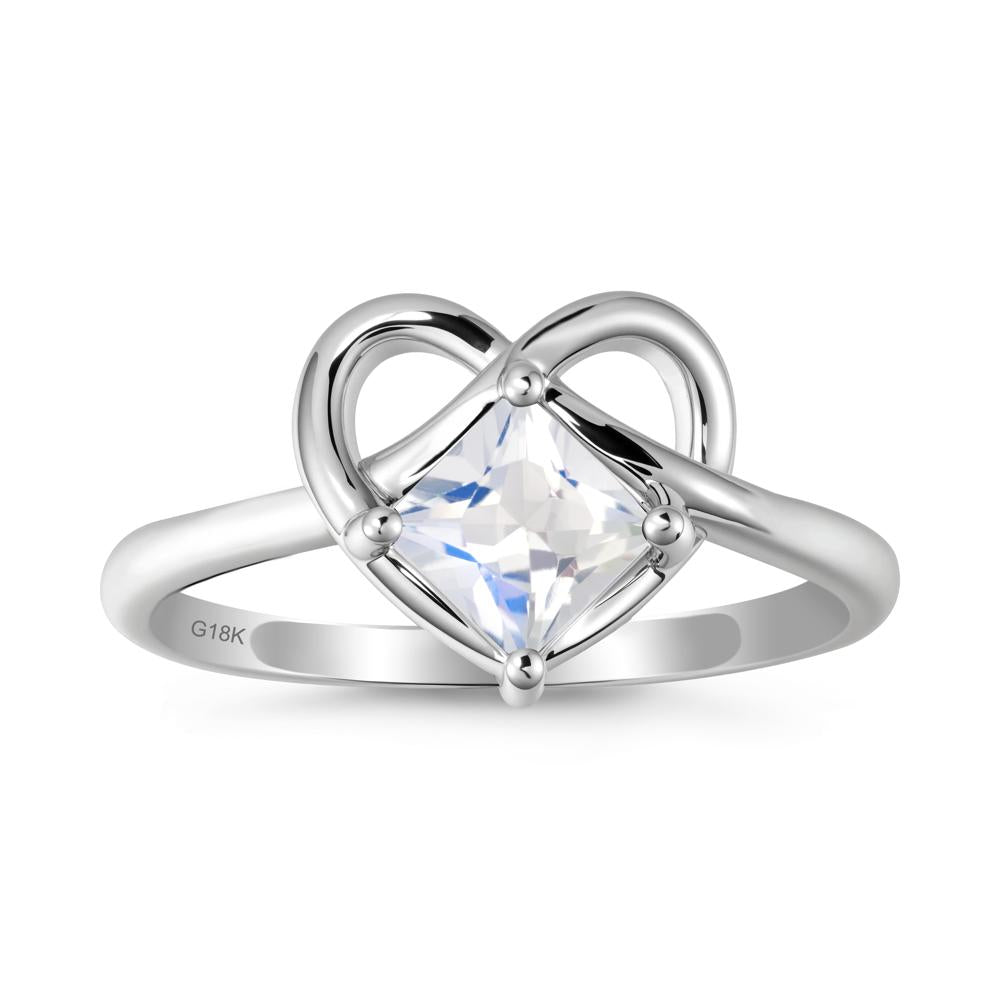 Delicate Square Moonstone Ring with Heart Loop - LUO Jewelry #metal_18k white gold