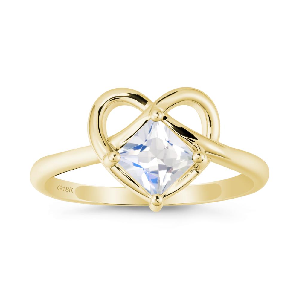 Delicate Square Moonstone Ring with Heart Loop - LUO Jewelry #metal_18k yellow gold