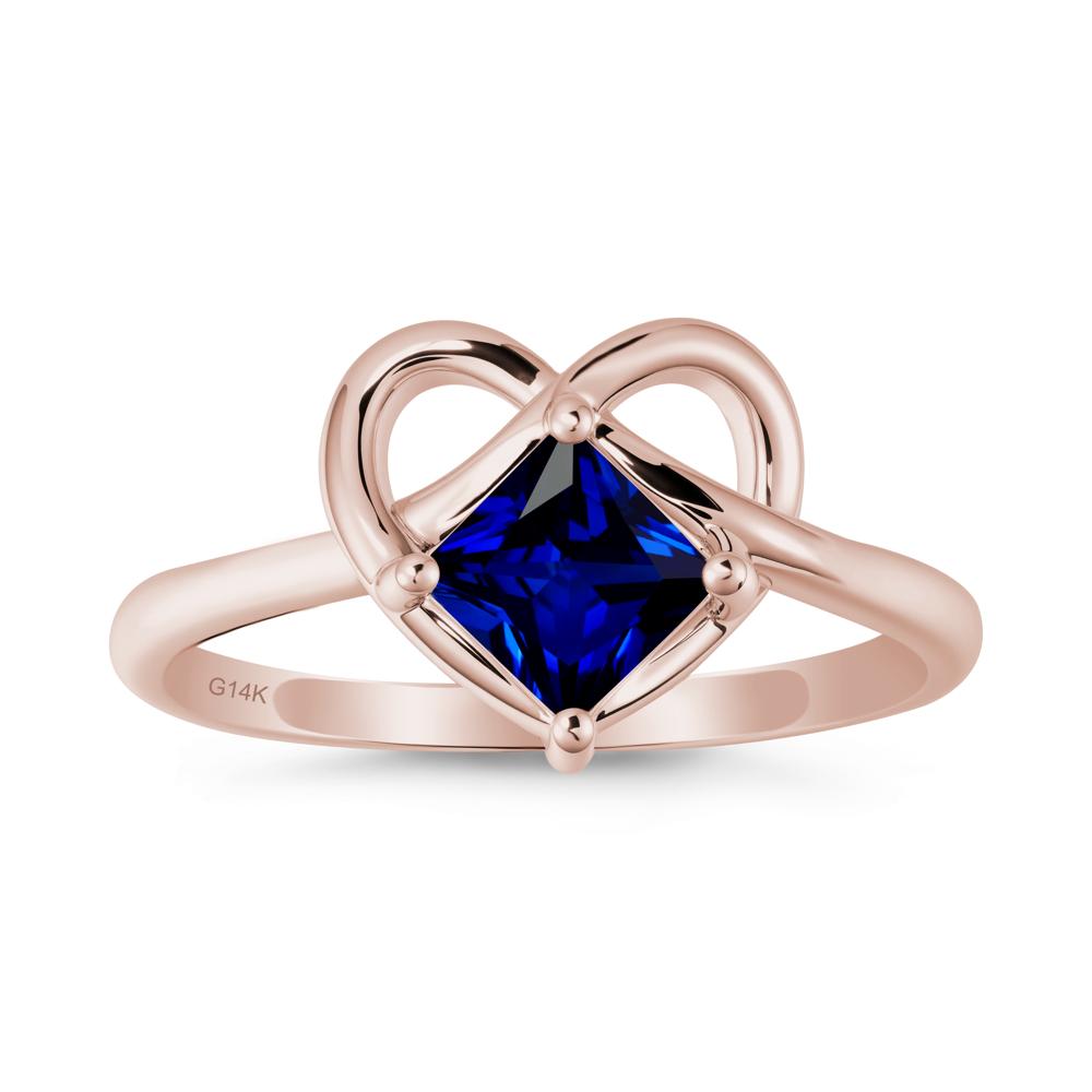 Delicate Square Sapphire Ring with Heart Loop - LUO Jewelry #metal_14k rose gold
