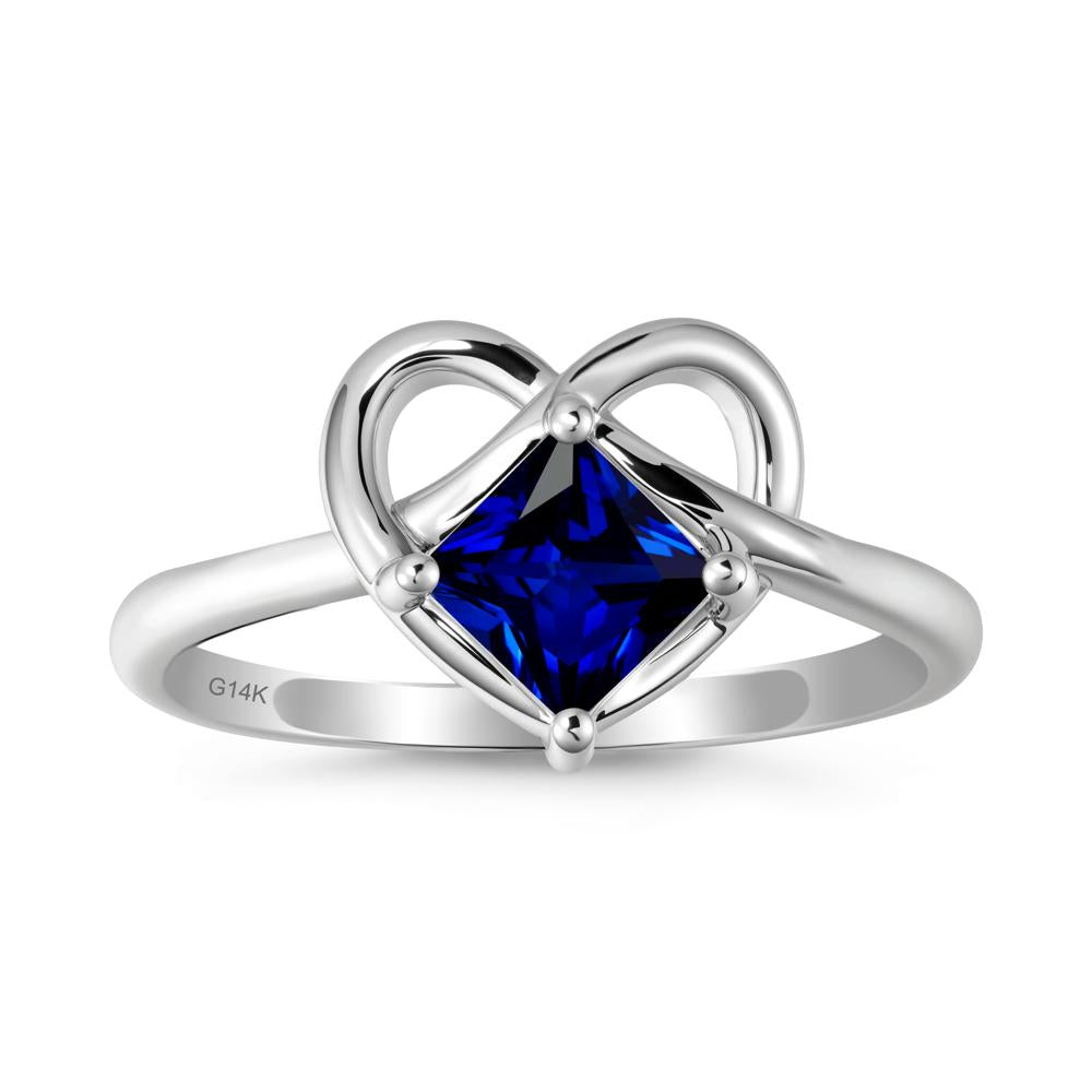 Delicate Square Sapphire Ring with Heart Loop - LUO Jewelry #metal_14k white gold