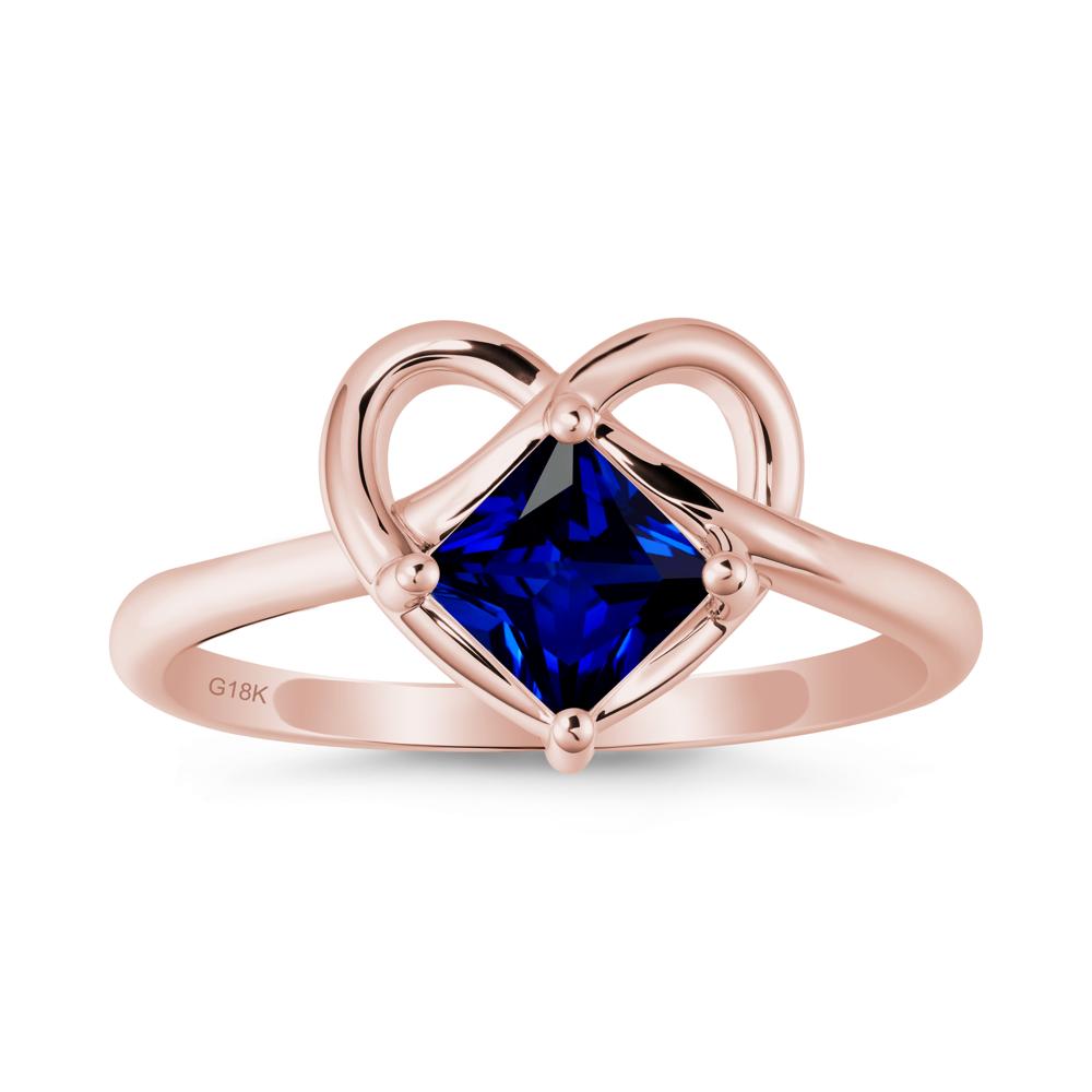 Delicate Square Sapphire Ring with Heart Loop - LUO Jewelry #metal_18k rose gold