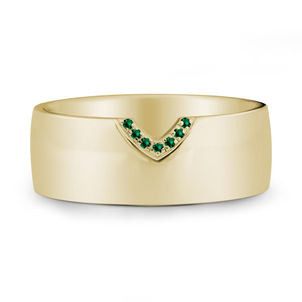 Vintage Wide Band Pav茅 Emerald Ring - LUO Jewelry #metal_14k yellow gold