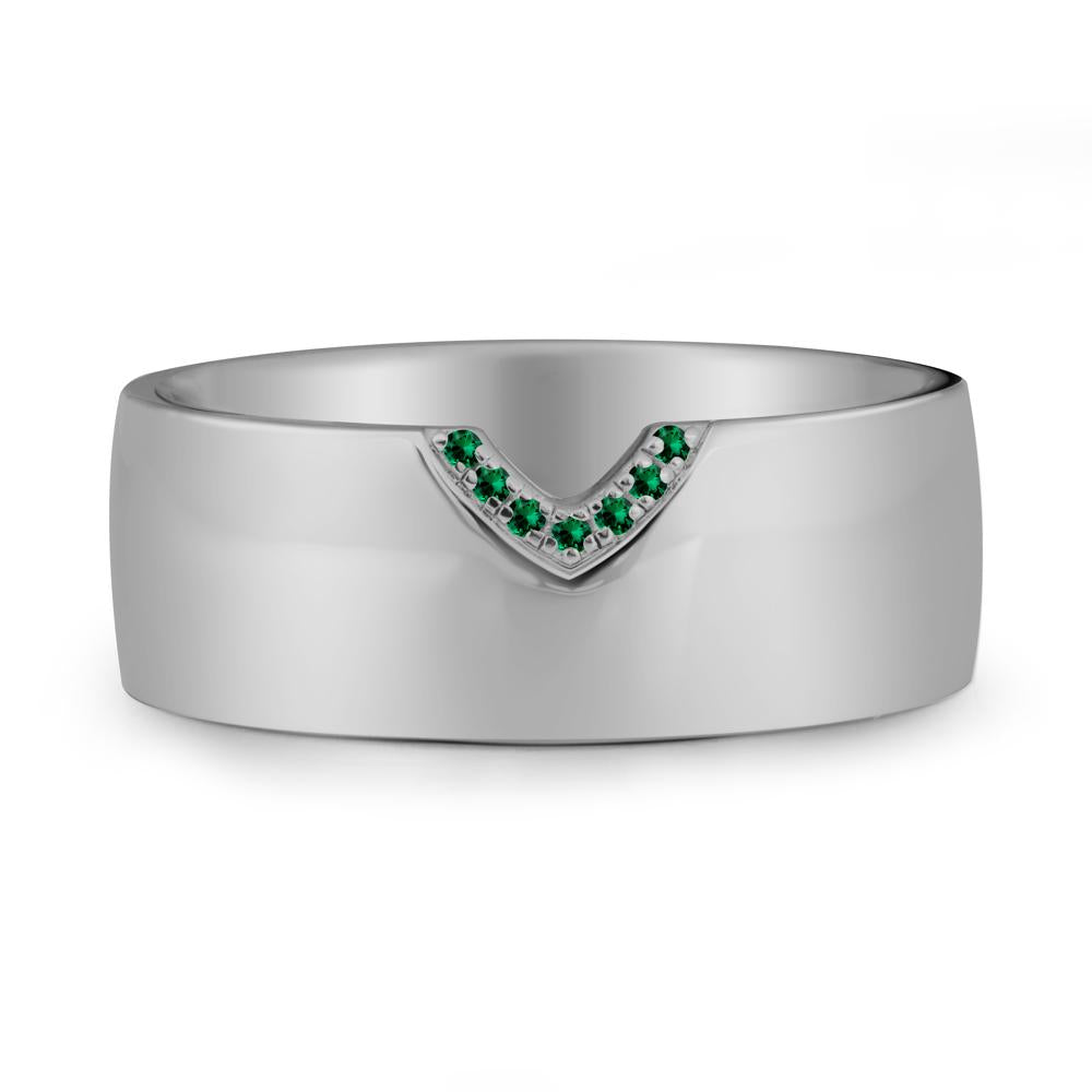 Vintage Wide Band Pav茅 Emerald Ring - LUO Jewelry #metal_platinum