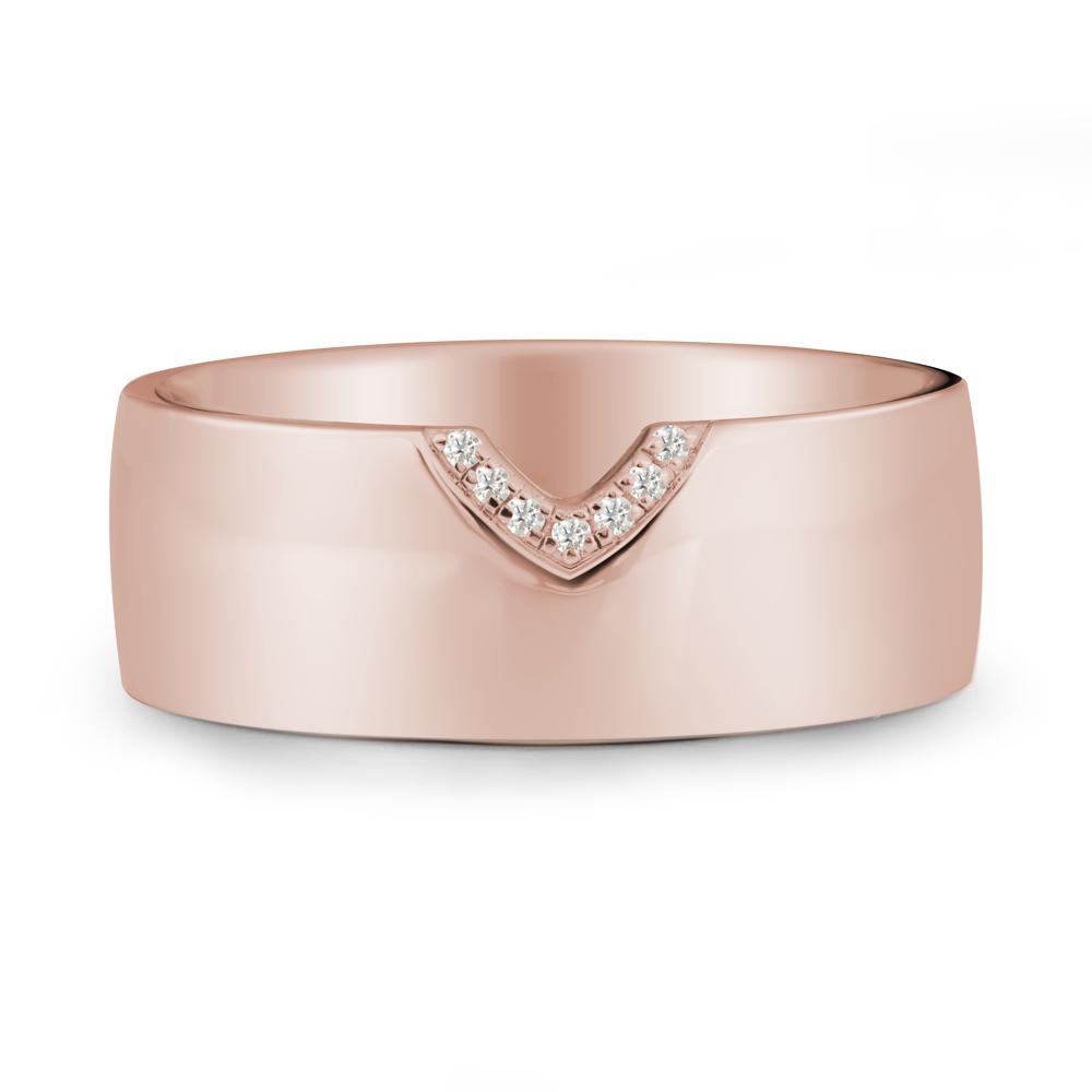 V-Shape Pav茅 Moissanite Wide Band Ring - LUO Jewelry #metal_14k rose gold