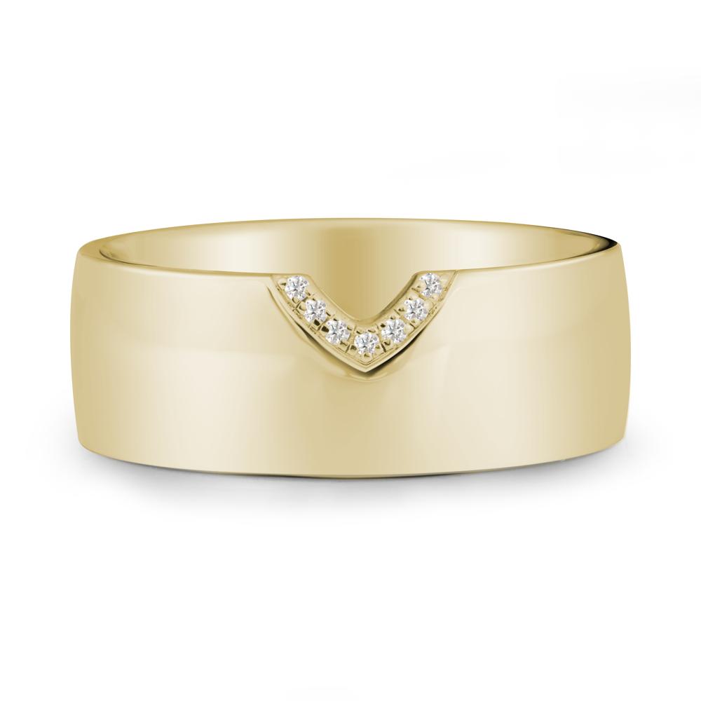 V-Shape Pav茅 Moissanite Wide Band Ring - LUO Jewelry #metal_14k yellow gold