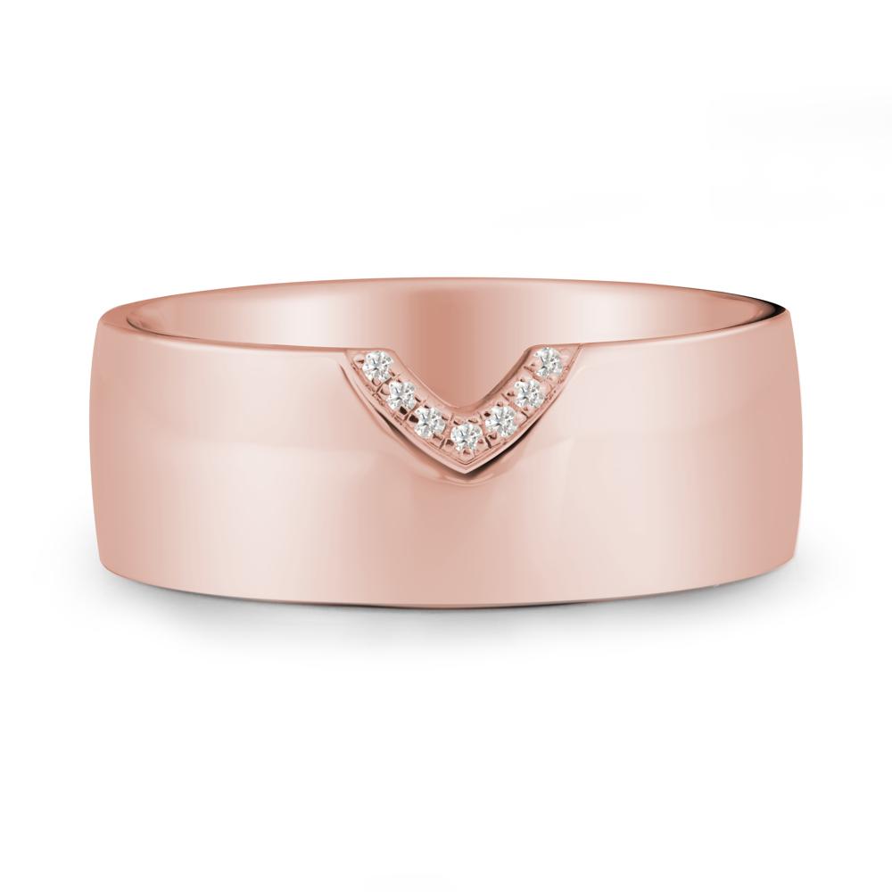 V-Shape Pav茅 Moissanite Wide Band Ring - LUO Jewelry #metal_18k rose gold