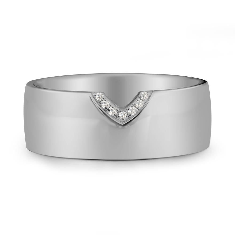 V-Shape Pav茅 Moissanite Wide Band Ring - LUO Jewelry #metal_platinum