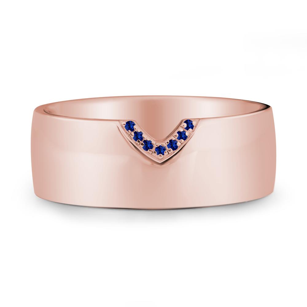 V-Shape Pav茅 Sapphire Wide Band Ring - LUO Jewelry #metal_18k rose gold