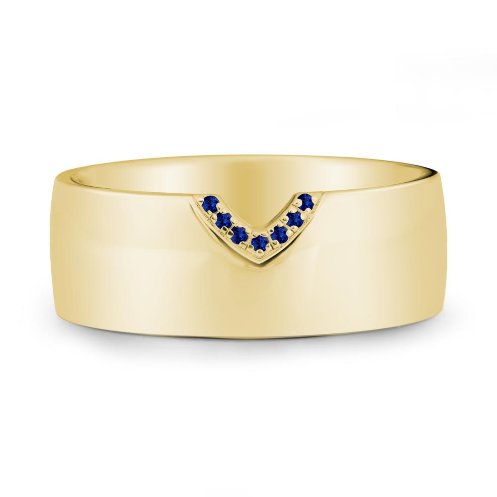 V-Shape Pav茅 Sapphire Wide Band Ring - LUO Jewelry #metal_18k yellow gold