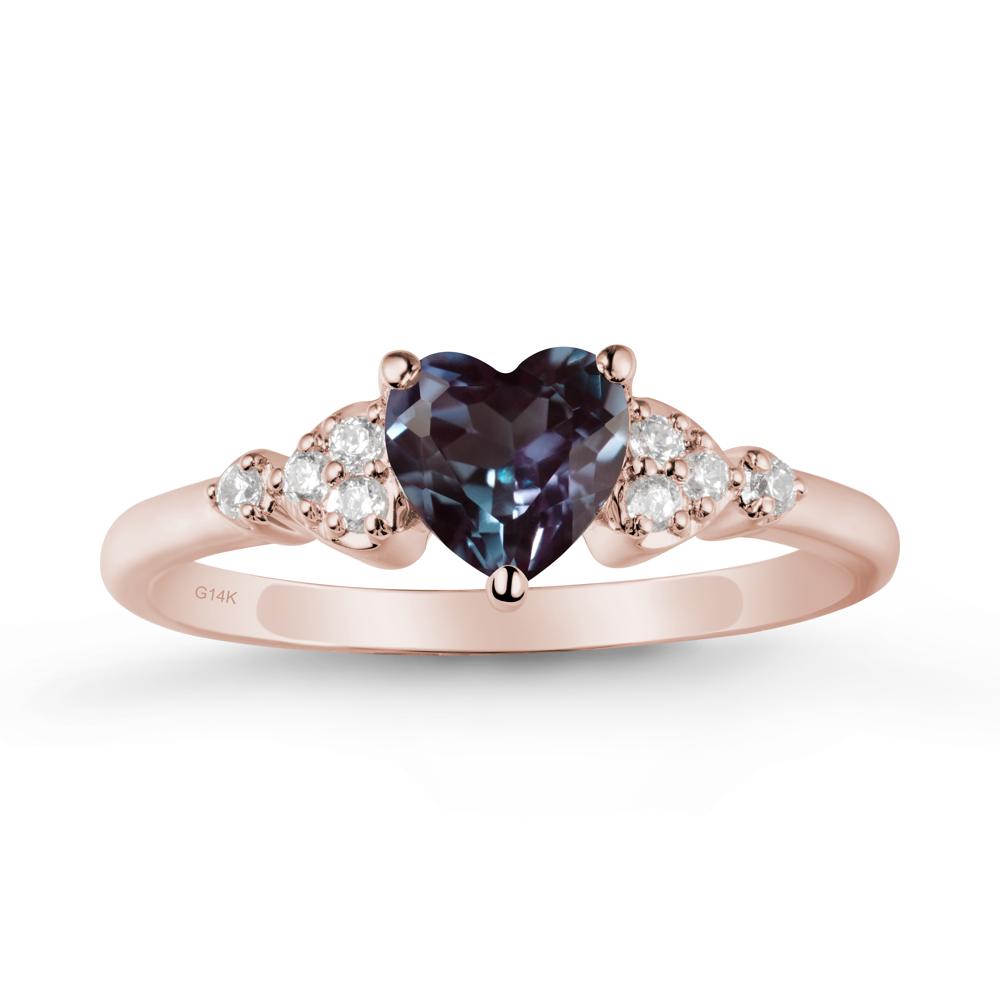 Simple Heart Shaped Alexandrite Ring - LUO Jewelry #metal_14k rose gold