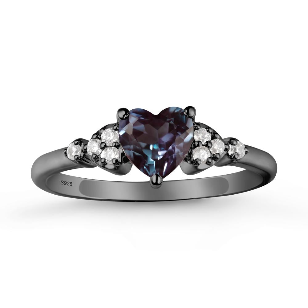 Simple Heart Shaped Alexandrite Ring - LUO Jewelry #metal_black finish sterling silver