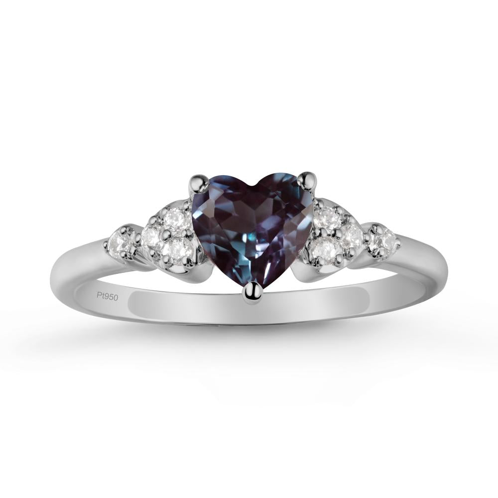 Simple Heart Shaped Alexandrite Ring - LUO Jewelry #metal_platinum