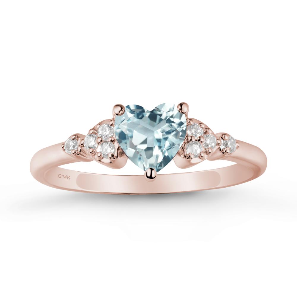 Simple Heart Shaped Aquamarine Ring - LUO Jewelry #metal_14k rose gold