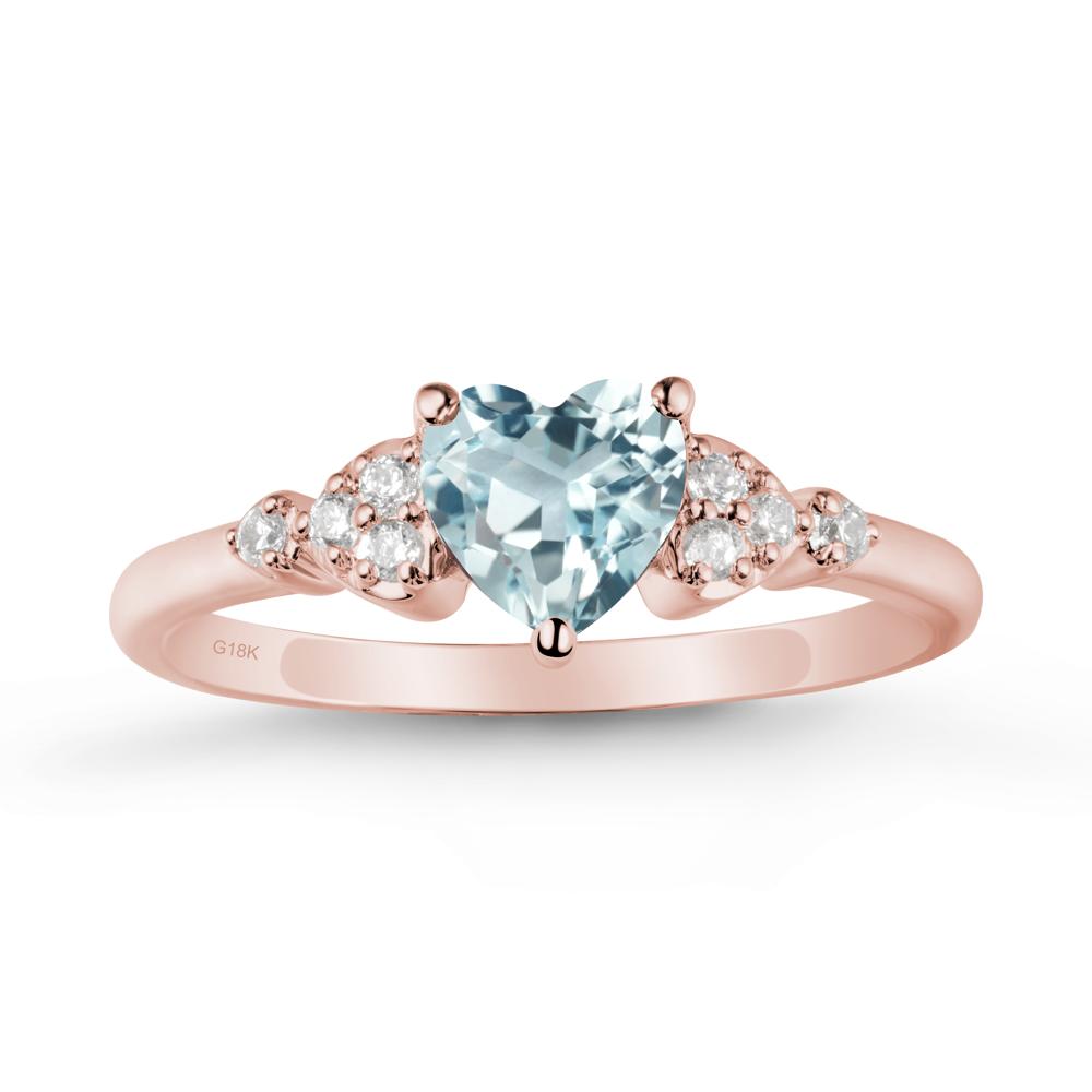 Simple Heart Shaped Aquamarine Ring - LUO Jewelry #metal_18k rose gold