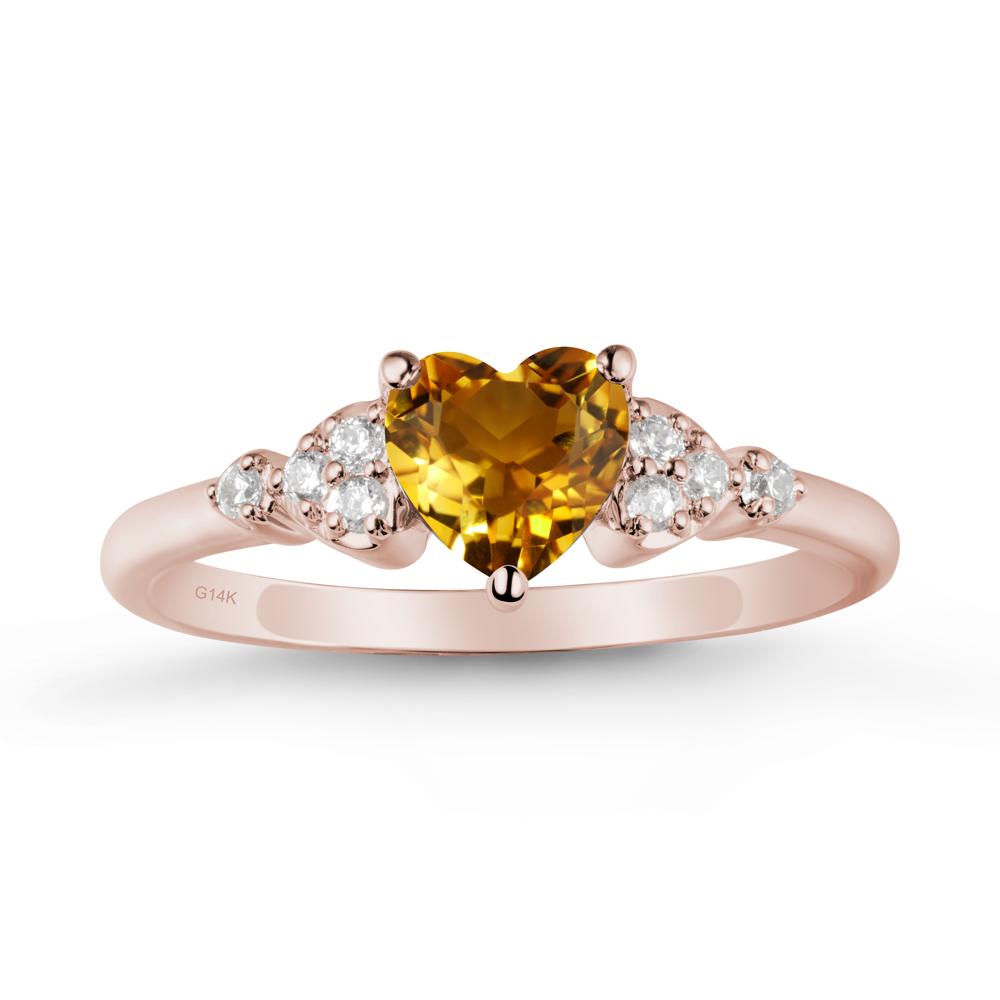 Simple Heart Shaped Citrine Ring - LUO Jewelry #metal_14k rose gold