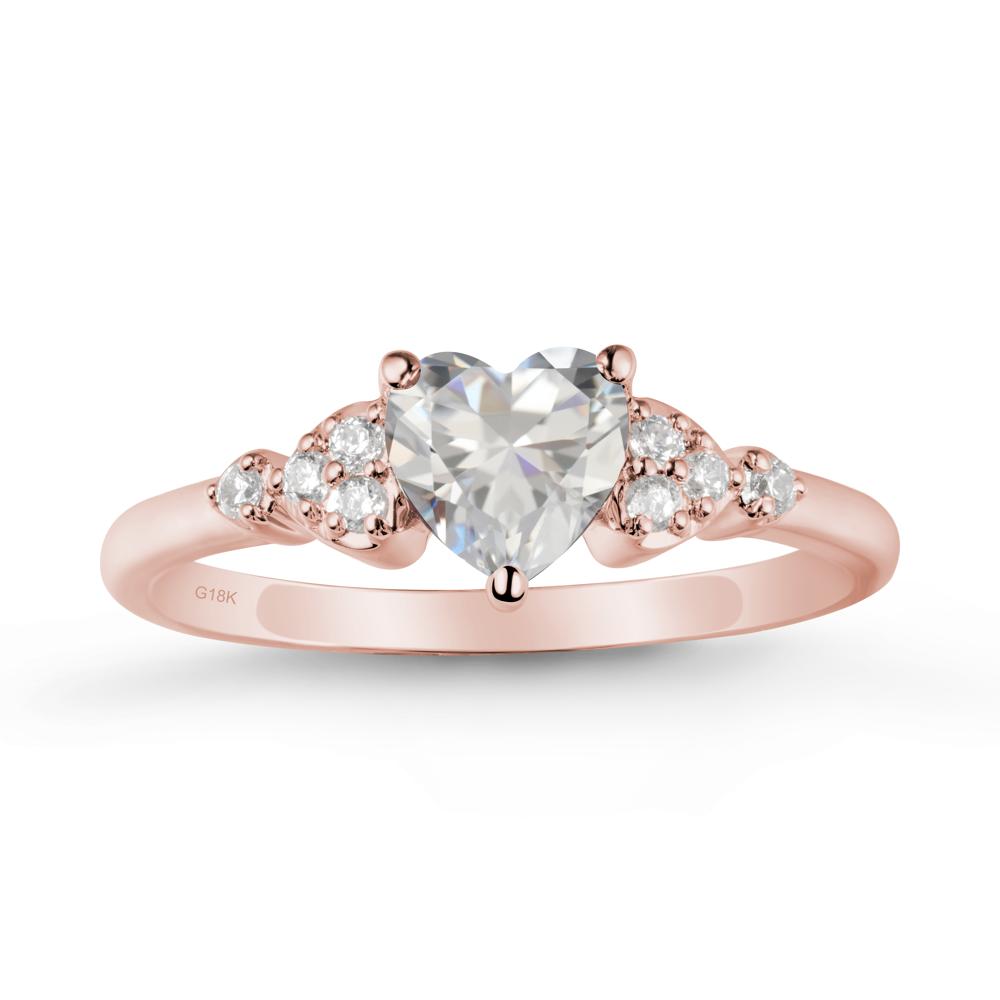 Heart Shaped Prong Set Cubic Zirconia Ring - LUO Jewelry #metal_18k rose gold