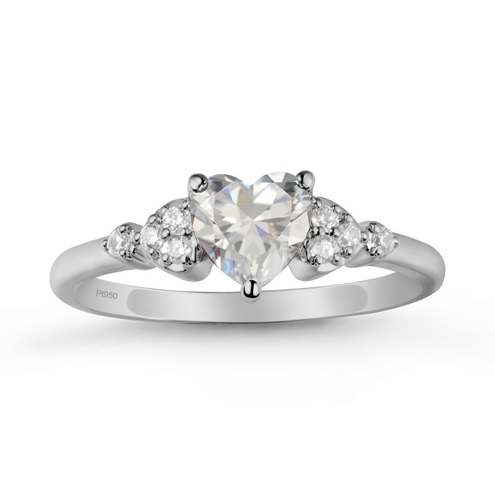 Heart Shaped Prong Set Cubic Zirconia Ring - LUO Jewelry #metal_platinum