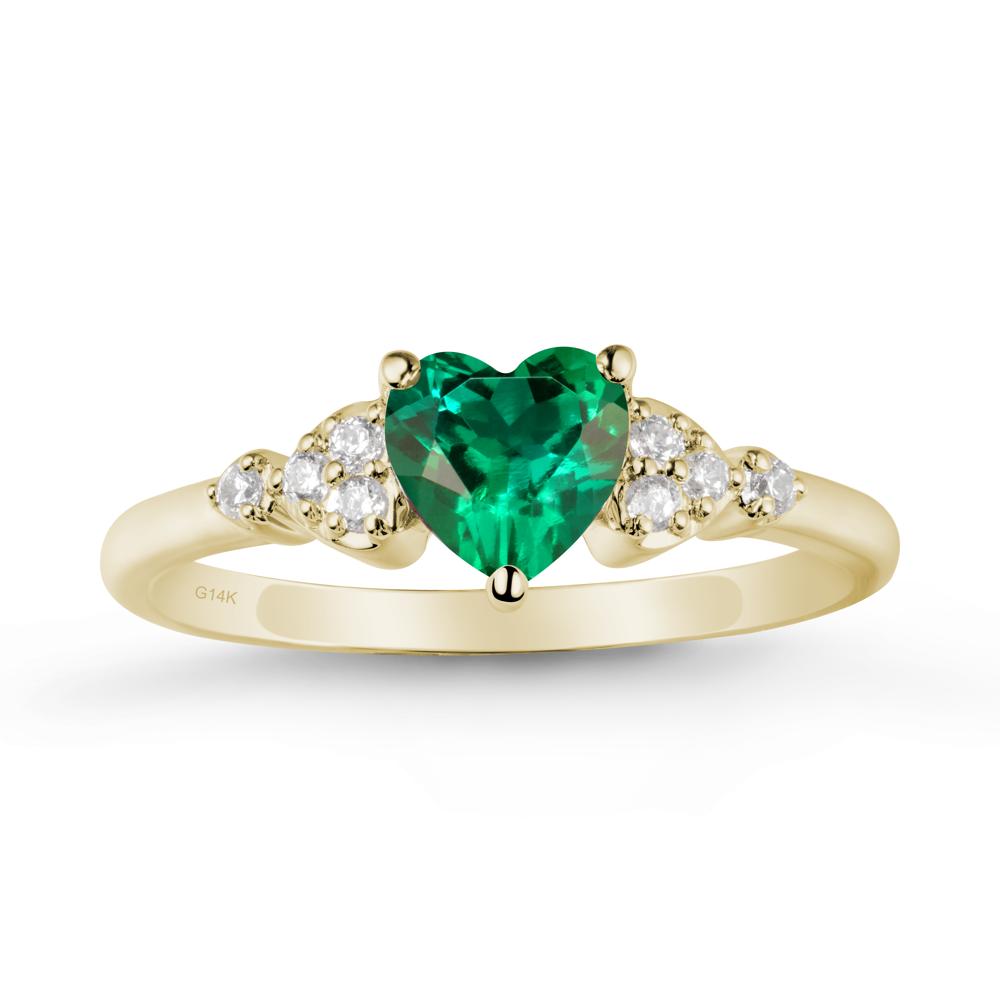 Simple Heart Shaped Emerald Ring - LUO Jewelry #metal_14k yellow gold