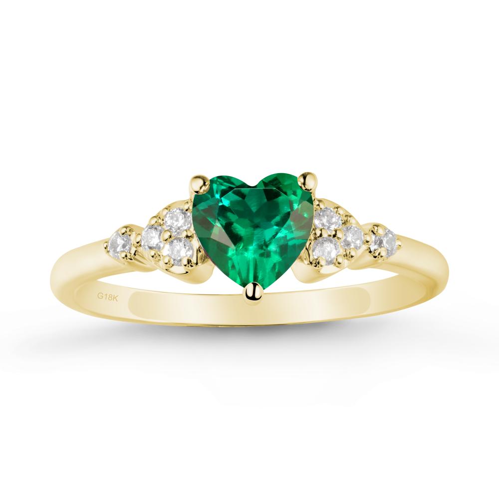 Simple Heart Shaped Emerald Ring - LUO Jewelry #metal_18k yellow gold