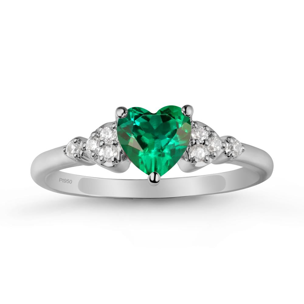 Simple Heart Shaped Emerald Ring - LUO Jewelry #metal_platinum