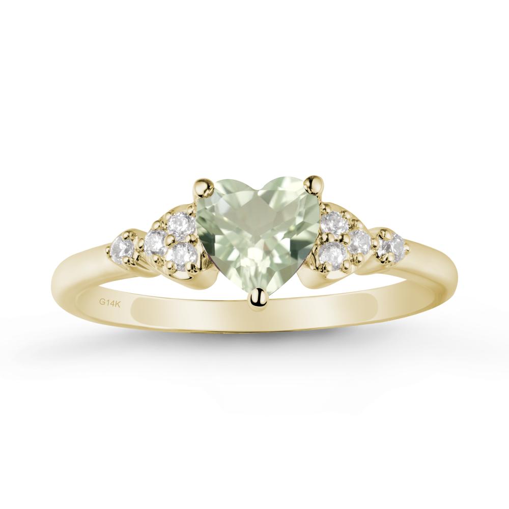 Simple Heart Shaped Green Amethyst Ring - LUO Jewelry #metal_14k yellow gold