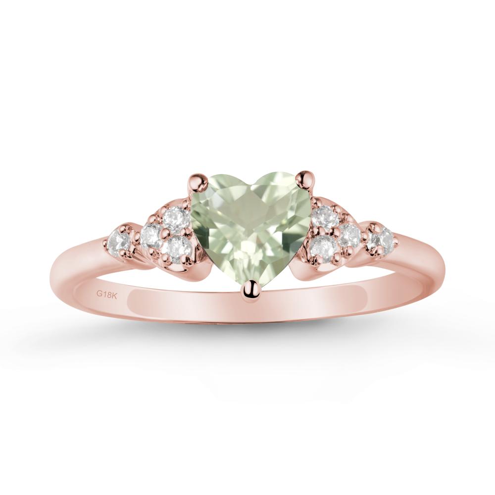 Simple Heart Shaped Green Amethyst Ring - LUO Jewelry #metal_18k rose gold