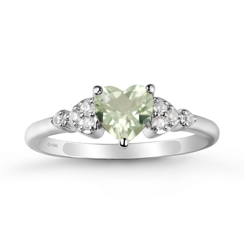 Simple Heart Shaped Green Amethyst Ring - LUO Jewelry #metal_18k white gold