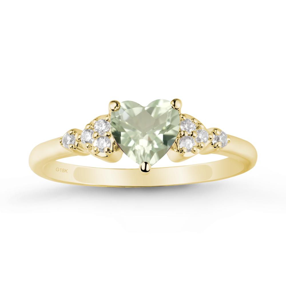 Simple Heart Shaped Green Amethyst Ring - LUO Jewelry #metal_18k yellow gold