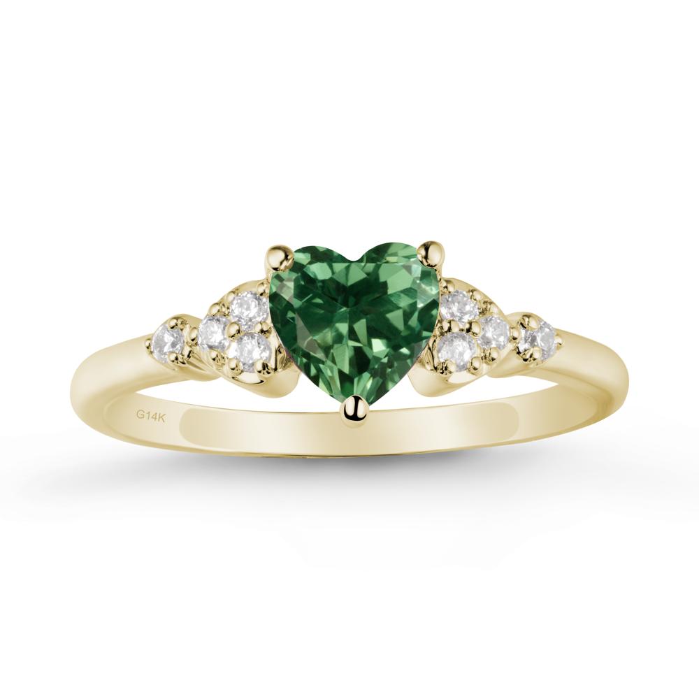 Heart Shaped Prong Set Green Sapphire Ring - LUO Jewelry #metal_14k yellow gold