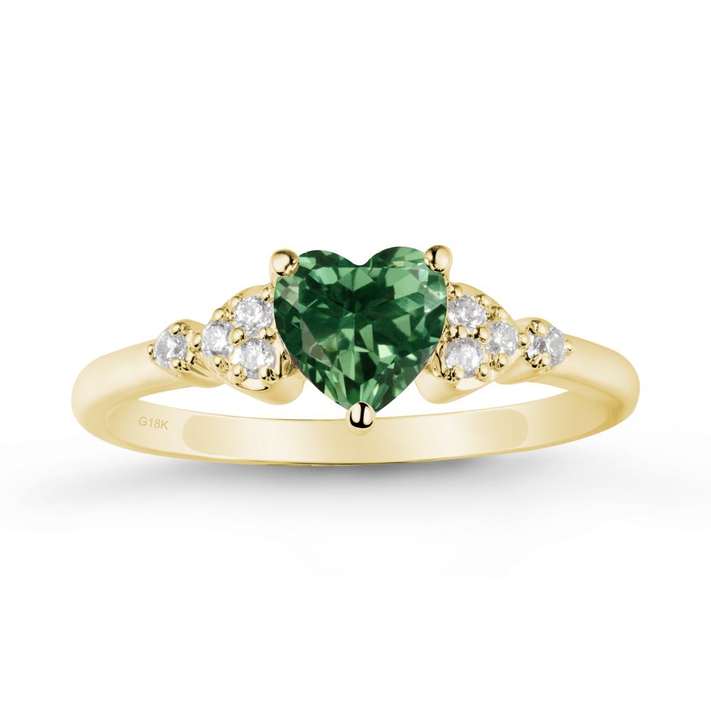 Heart Shaped Prong Set Green Sapphire Ring - LUO Jewelry #metal_18k yellow gold