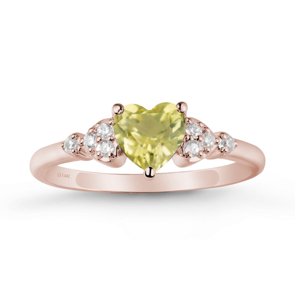 Simple Heart Shaped Lemon Quartz Ring - LUO Jewelry #metal_14k rose gold