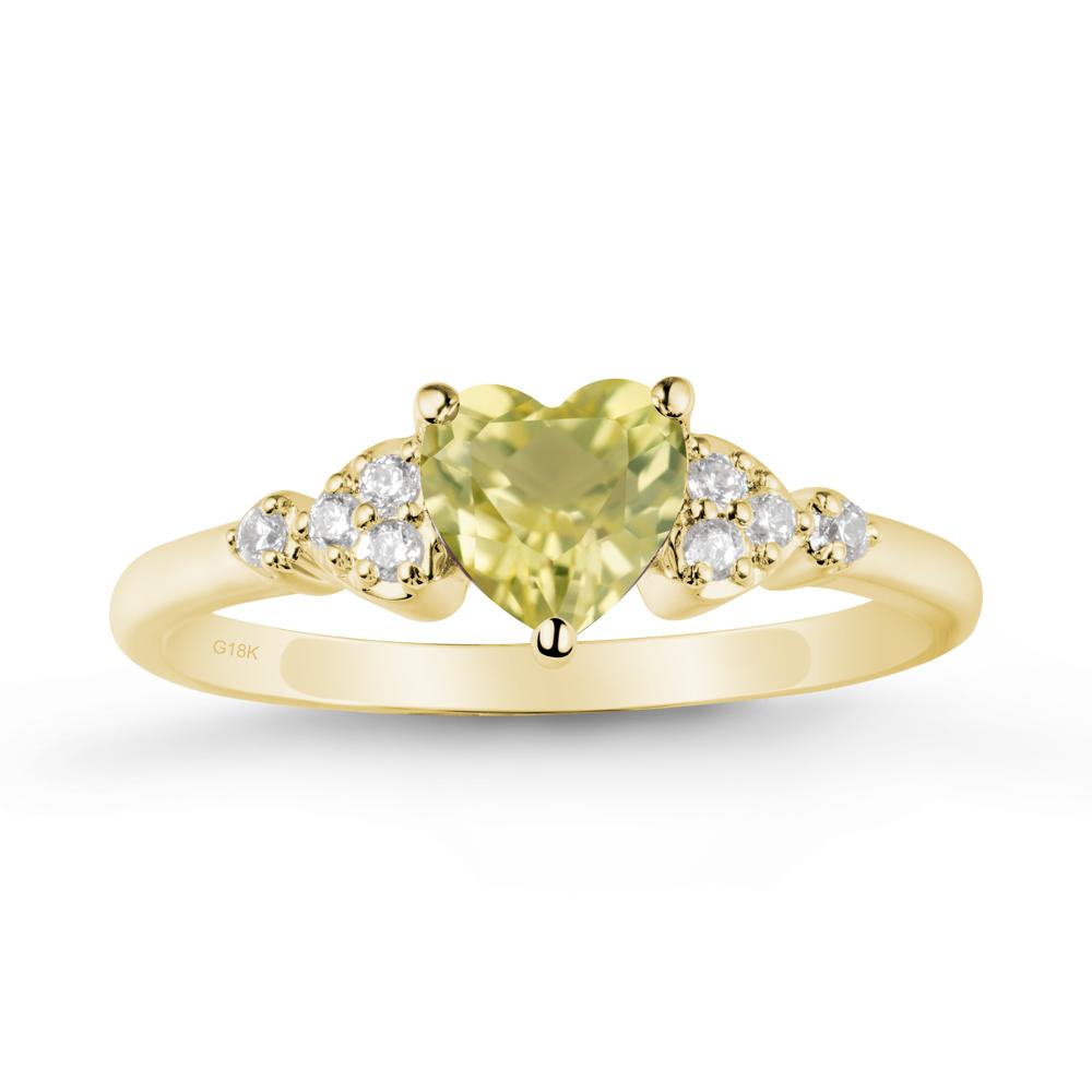 Simple Heart Shaped Lemon Quartz Ring - LUO Jewelry #metal_18k yellow gold