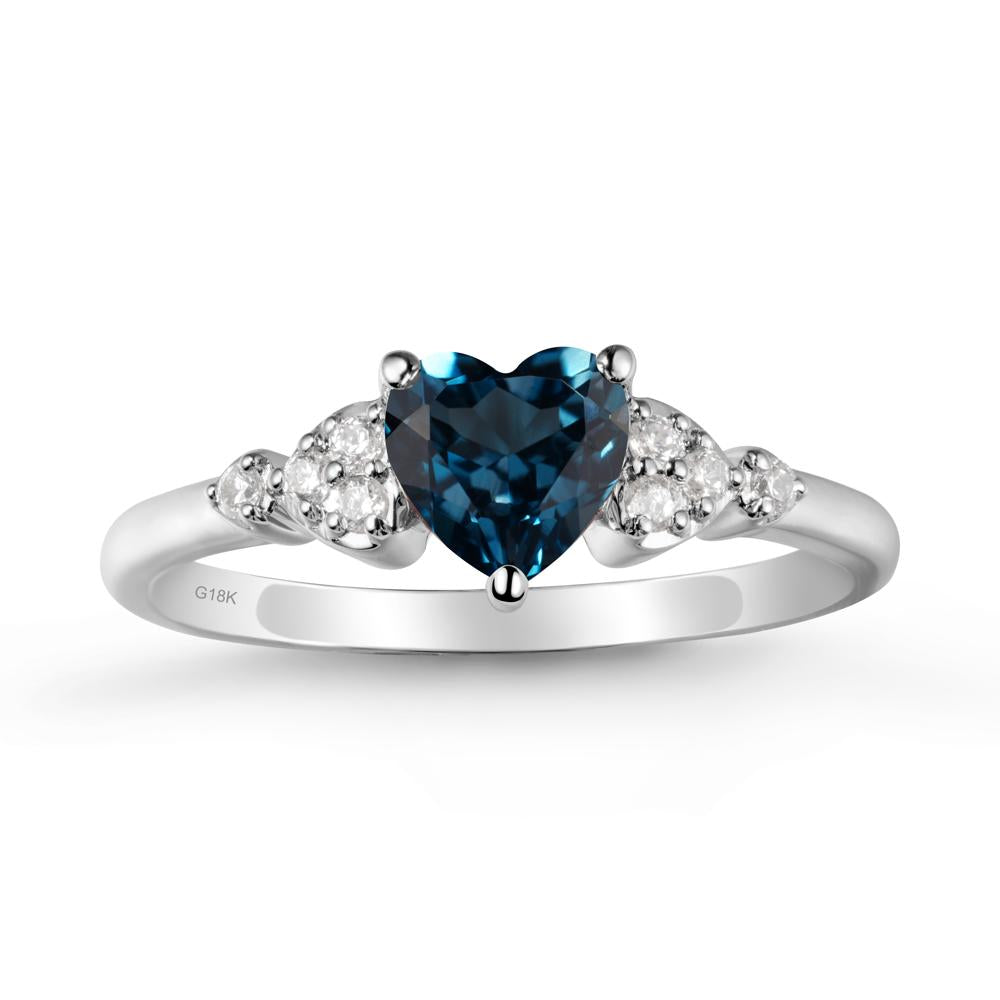 Heart Shaped Prong Set London Blue Topaz Ring - LUO Jewelry #metal_18k white gold