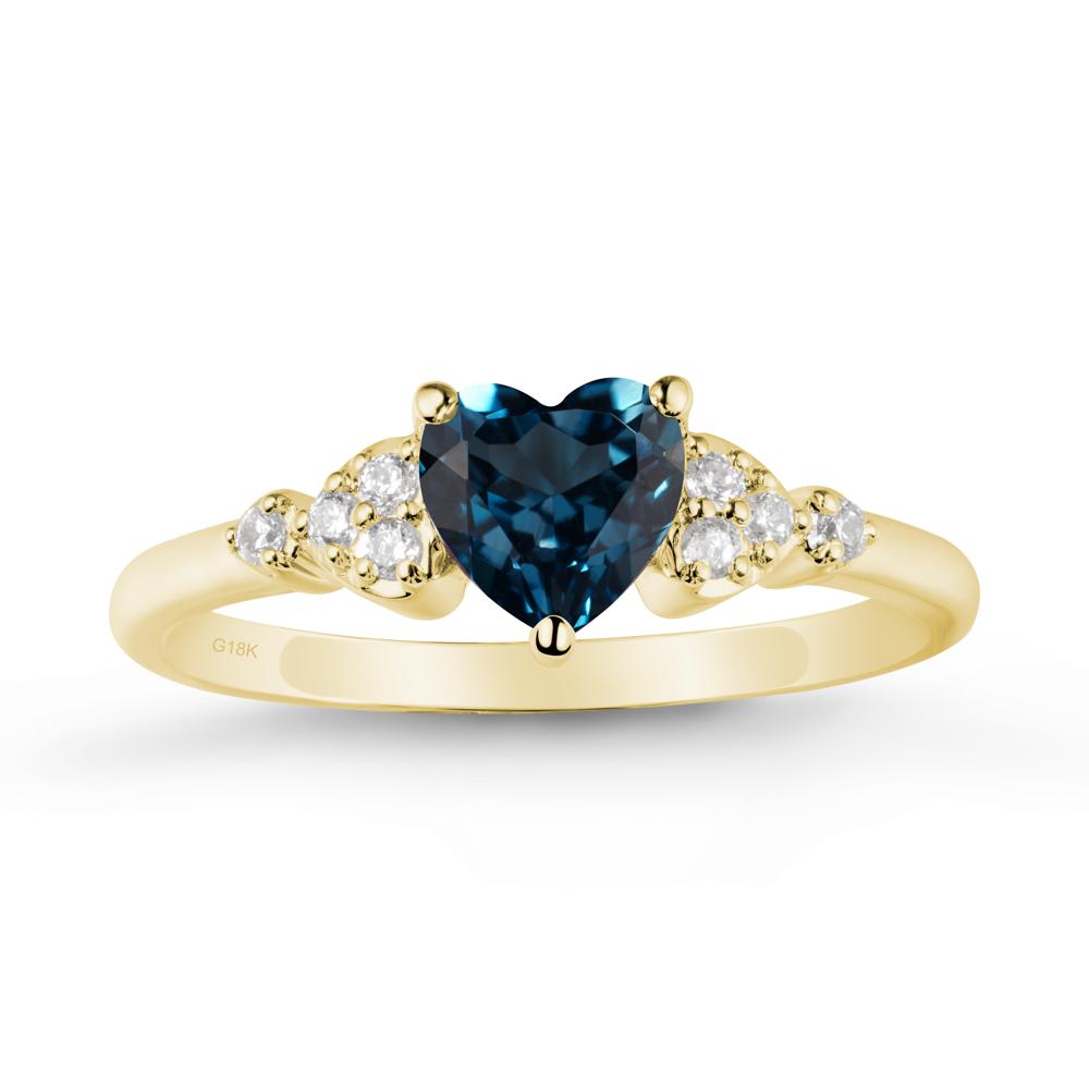 Heart Shaped Prong Set London Blue Topaz Ring - LUO Jewelry #metal_18k yellow gold